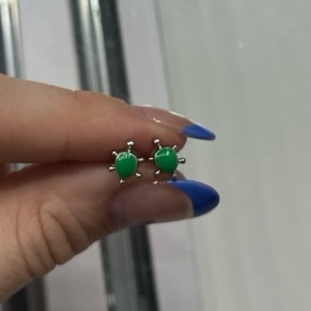 Green Turtle Stud Earrings